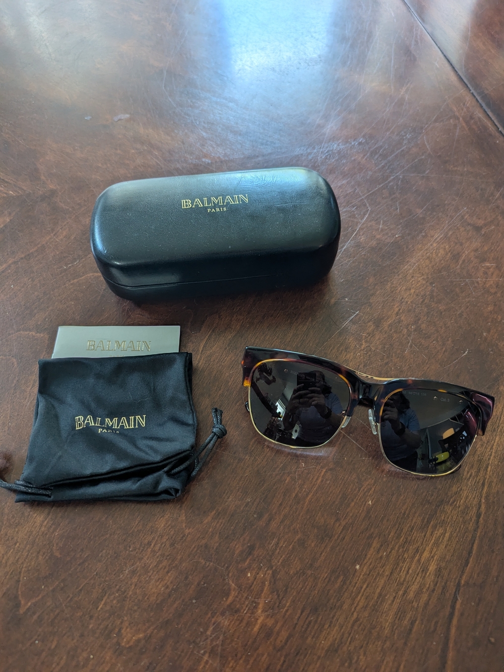 Balmain 7010 Tortoiseshell Frame Sunglasses with Black Lenses